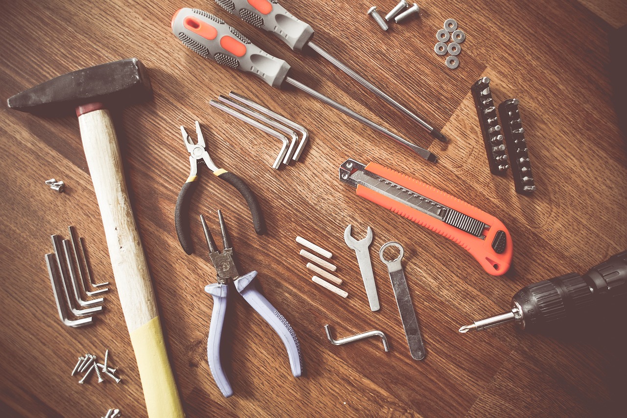 A selection of tools for DIY projects