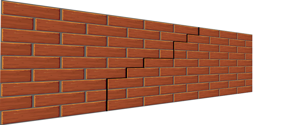 Crack in a brick wall 3D