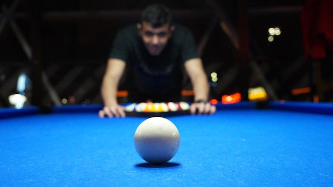 man cave games room with pool table