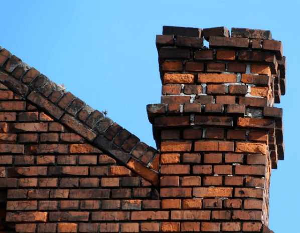 Chimney with damaged pointing