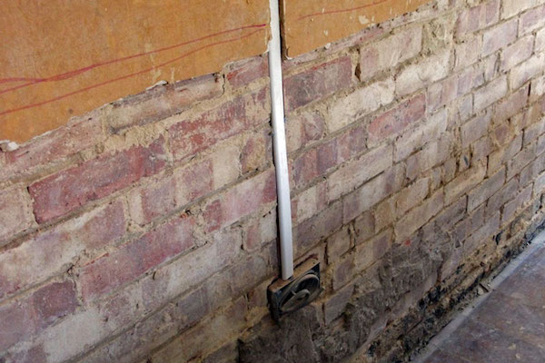 plaster removed for rising damp treatment