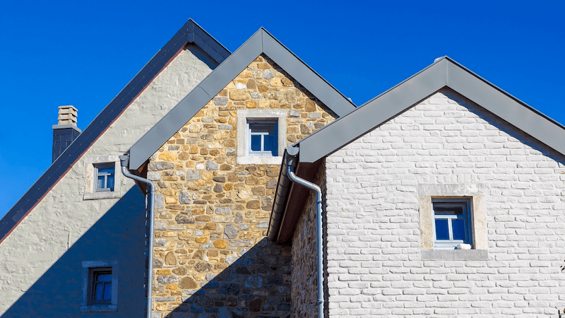 Treated brick walls of cottage homes