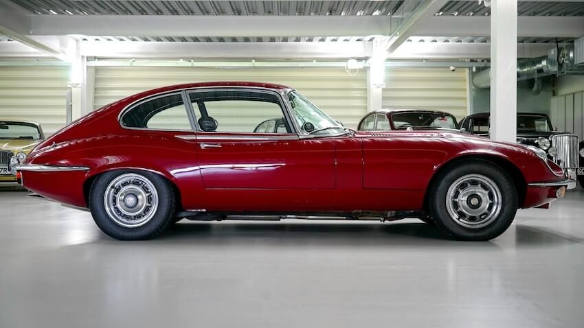 classic car on epoxy garage floor