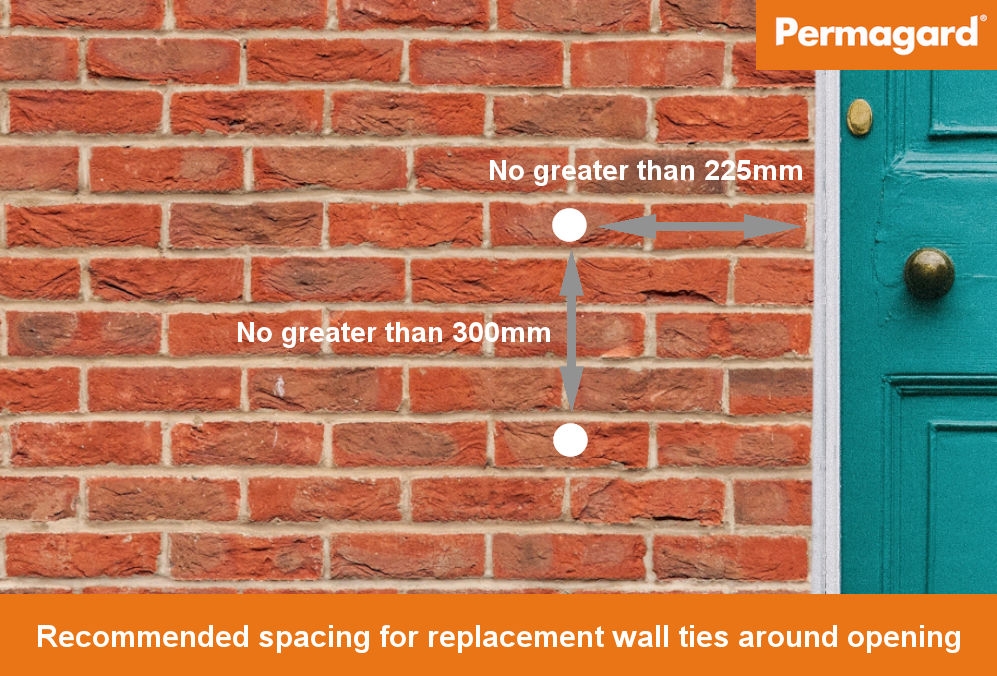 wall tie spacing around an opening diagram