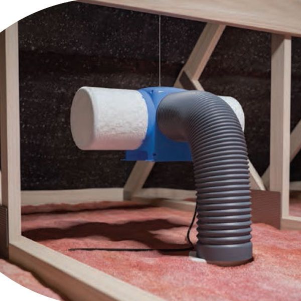 A positive input ventilation unit installed in a loft