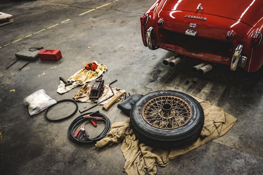 garage floor with stains