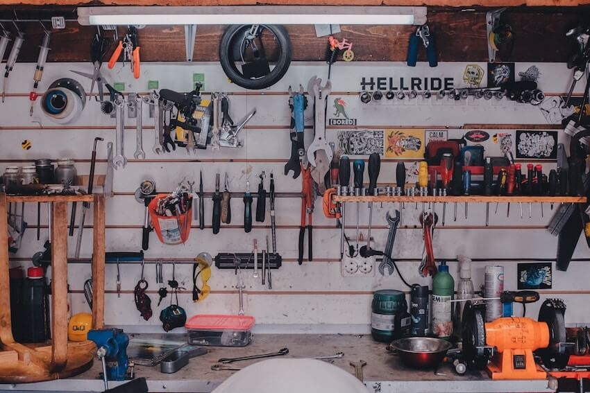 tools in a garage
